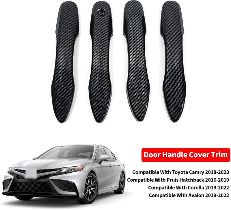BENXUTO Door Handle Cover Trim Compatible with Toyota Camry 2018-2025 /Corolla 2019-2025 /Avalon 2019-2022 /Pruis Hatchback 2016-2024 Exterior Door Handle without Smart Key Hole Accessories Carbon Fiber style - Image 4