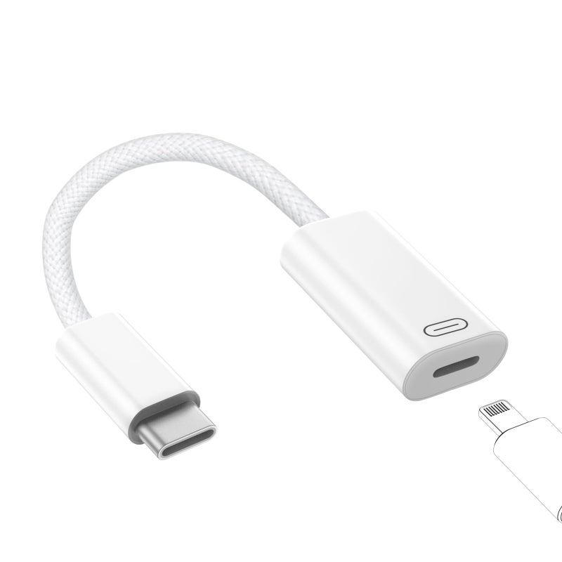 TechMatte Female Lightning to Male USB C Adapter Cable Audio Headphone Data Sync PD Charging for iPhone 17 Pro Max Air 16 15, Android, Earphone iPad MacBook, Not for OTG and Speakers (1 PCS) - Image 1