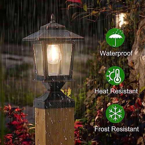 Derynome Solar Post Cap Lights, Waterproof Outdoor Light for 4x4 Wooden Posts, Solar Lights with Glass Shade for Deck Fence Patio Post Decor,Bronze (2 Pack) - Image 3