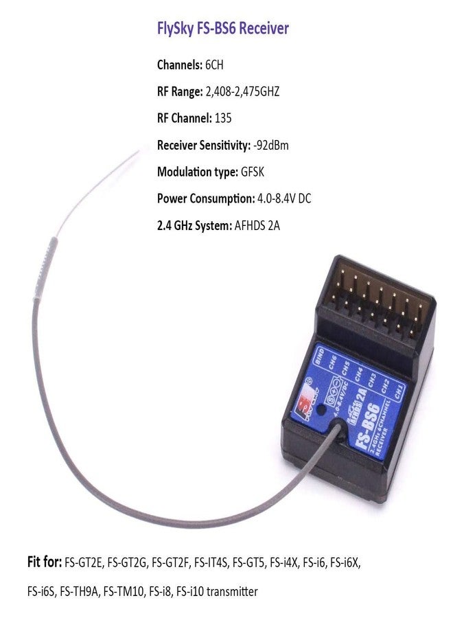 FlySky FS-BS6 Receiver 2.4Ghz 6CH AFHDS2 for FlySky FS-GT5 RC Car Boat Transmitter - Image 3