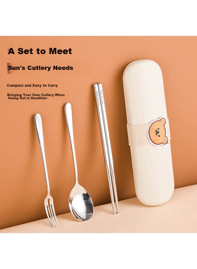 WORTHBUY Worthbuy 316l Stainless Steel Chopsticks And Spoon Cutlery Set For Students And Office Workers Outdoor Portable Cutlery Storage Box Yellow