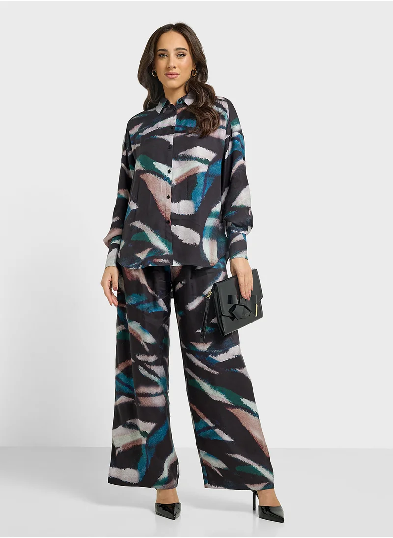 Ted Baker Printed Wide Leg Pants