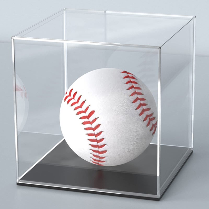 Acrylic Display Case 4x4x4 Inch Cube Box With Matte Black Base Clear SinglePiece Case for Softball Collectibles Figurines Mini Figures