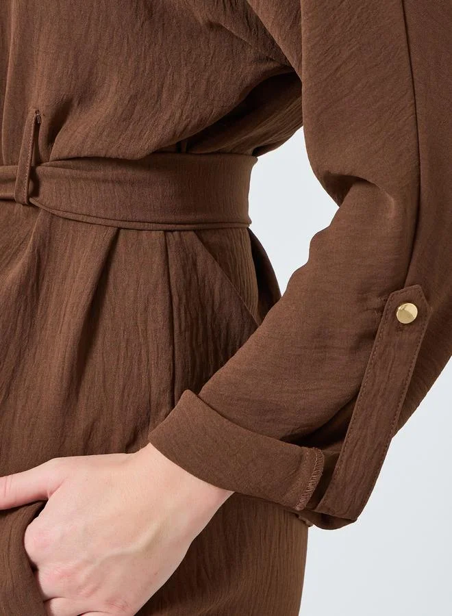 Take Two  Women Belted Roll-Up Sleeve Shirt and Pants Co-Ords for Women | Best Price UAE