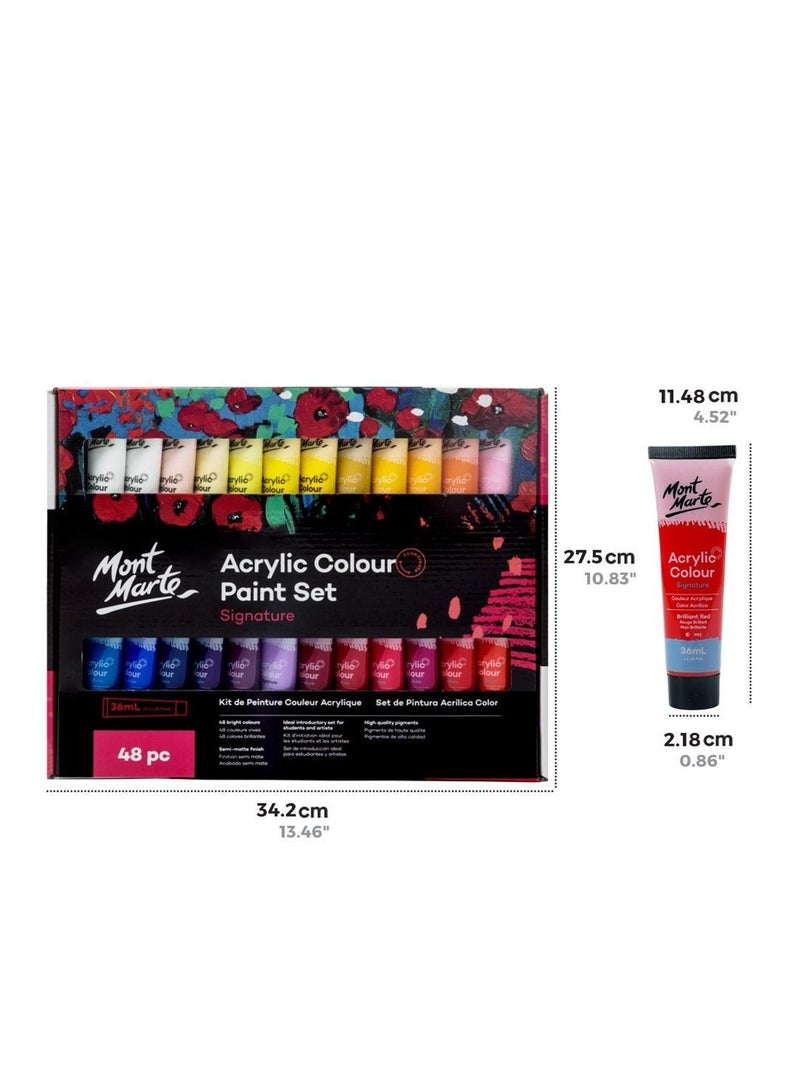 Mont Marte 48-Piece Acrylic Paint Tube Set Multicolour 36ml Content per Tube - Image 4