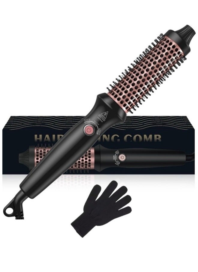 DOSCHER Double PTC Thermal Brush Curling Iron, Dry Curling Straight 3-in-1 32mm Heated Curling Brush Volumizing Brush, Three-Set Temperature Ceramic Tourmaline Ion Curling Iron, 100-240V Travel Curling Wand  - Image 1
