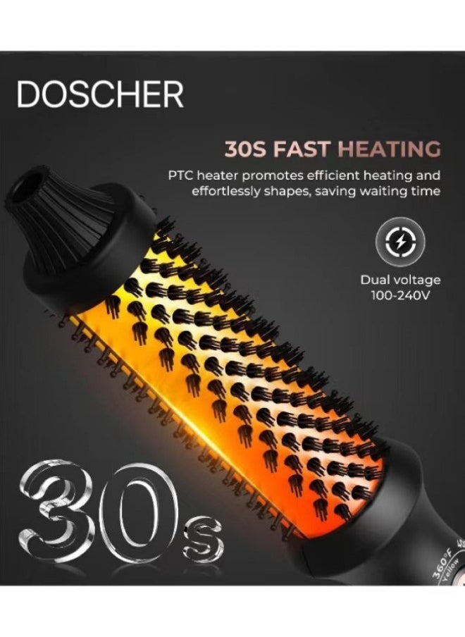 DOSCHER Double PTC Thermal Brush Curling Iron, Dry Curling Straight 3-in-1 32mm Heated Curling Brush Volumizing Brush, Three-Set Temperature Ceramic Tourmaline Ion Curling Iron, 100-240V Travel Curling Wand  - Image 5