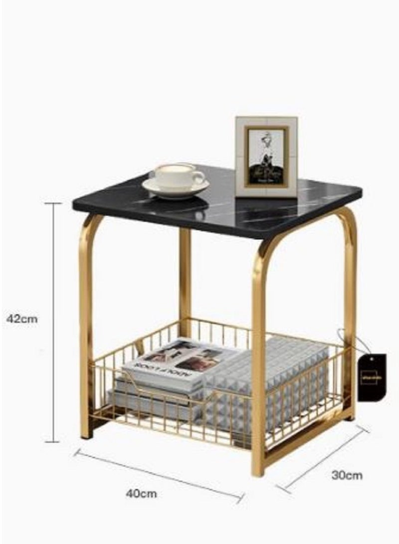 AGD Two-piece Side table , Coffee Table , set with storage basket, marble design for living room - Image 2