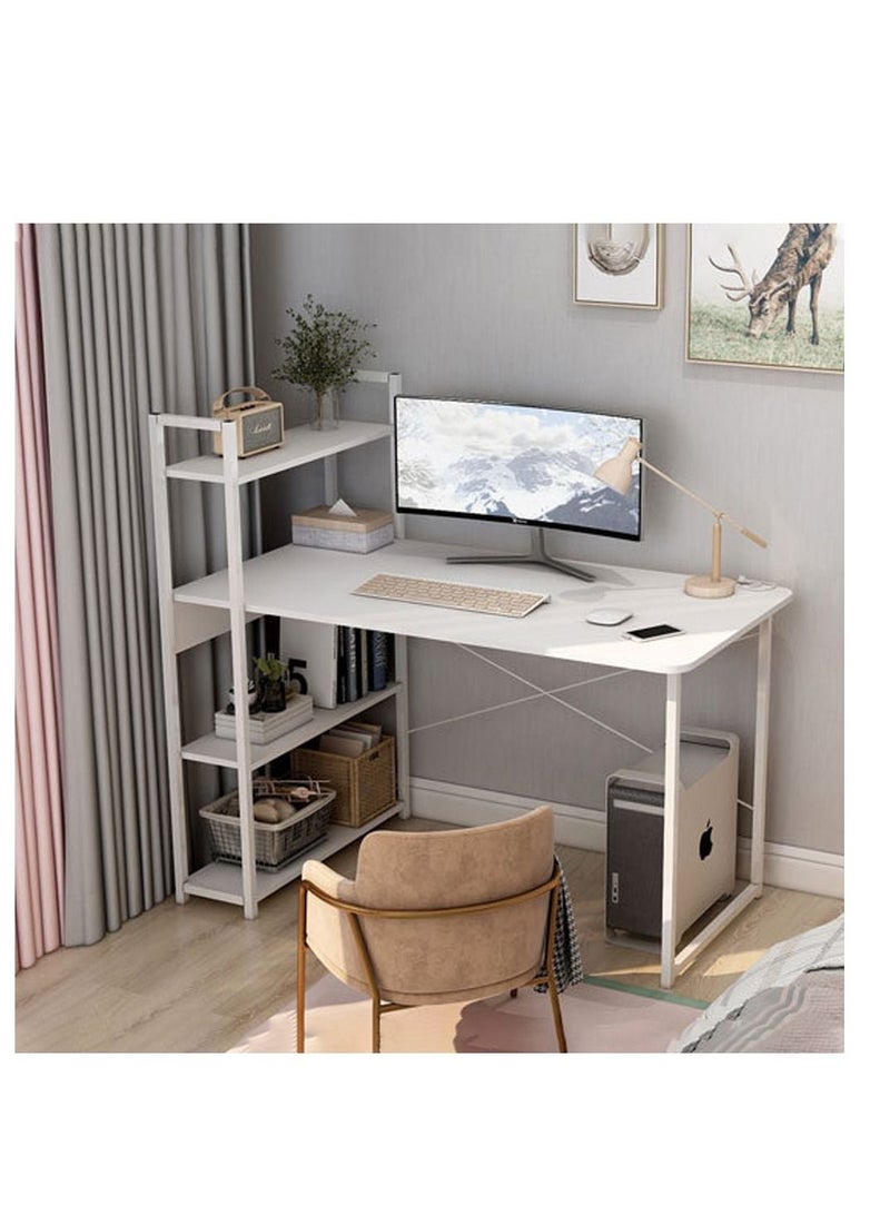 ZUIHAO Computer Desk with 4 Tier Shelves for Home Office Writing Study Table with Bookshelf Multipurpose Industrial Wood Desk Workstation with Metal Frame for PC Laptop - Image 1