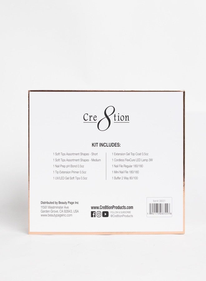 Cre8tion Soft Tips Starter Kit, Complete Gel Soft Tip Extension Set with Lamp, Gels & Tools - Image 2