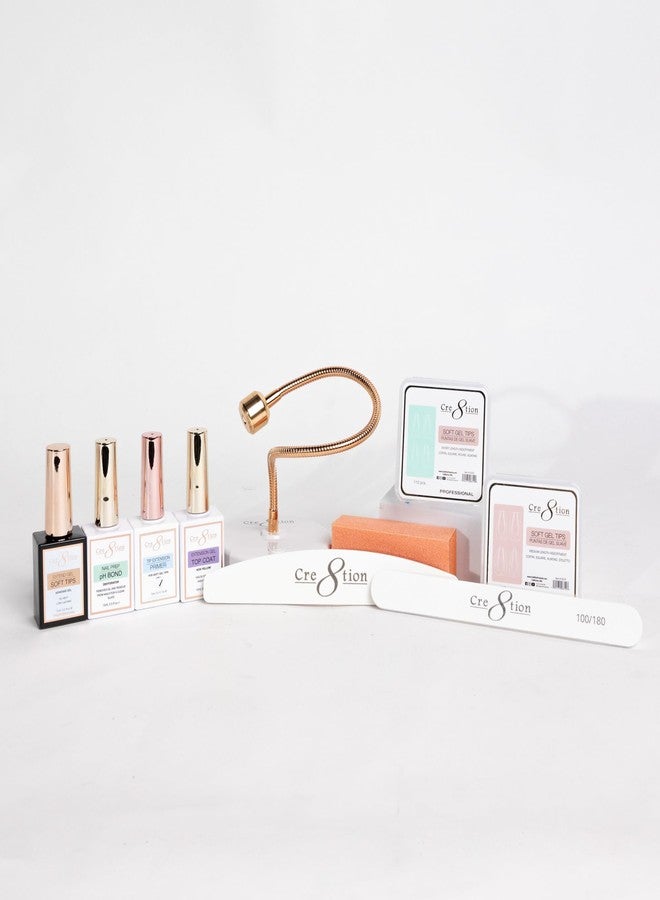 Cre8tion Soft Tips Starter Kit, Complete Gel Soft Tip Extension Set with Lamp, Gels & Tools - Image 3