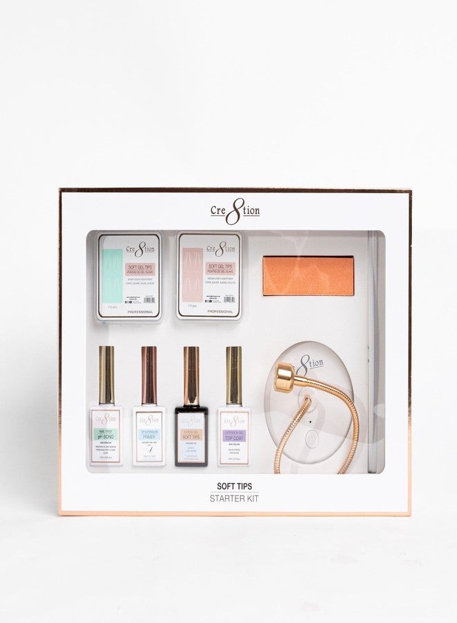 Cre8tion Soft Tips Starter Kit, Complete Gel Soft Tip Extension Set with Lamp, Gels & Tools - Image 1