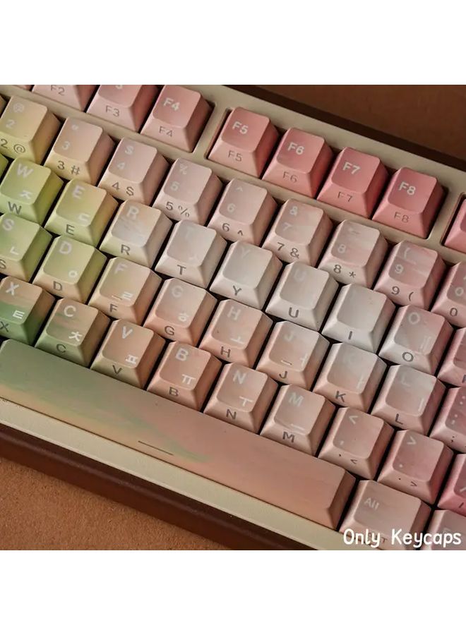 Green Pink Gradient PBT Double Shot Dye Sublimation Cherry Profile Keycap AZERTY French Layout ISO Keycaps With Front French And Side English Letters For Mechanical Keyboard - Image 4