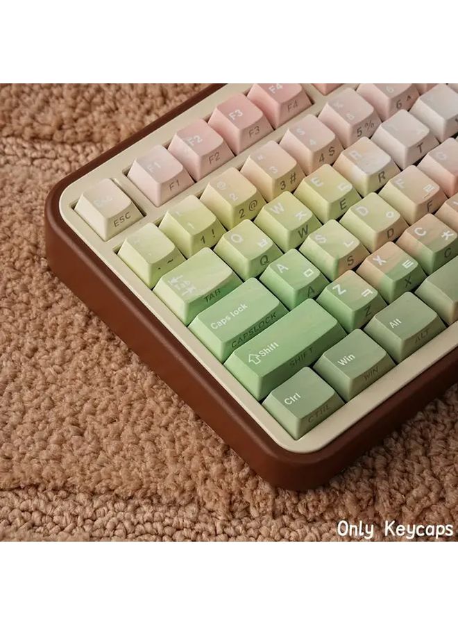 Green Pink Gradient PBT Double Shot Dye Sublimation Cherry Profile Keycap AZERTY French Layout ISO Keycaps With Front French And Side English Letters For Mechanical Keyboard - Image 2