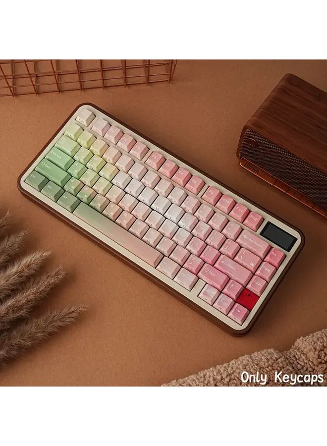 Green Pink Gradient PBT Double Shot Dye Sublimation Cherry Profile Keycap AZERTY French Layout ISO Keycaps With Front French And Side English Letters For Mechanical Keyboard - Image 3