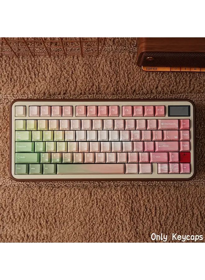 Green Pink Gradient PBT Double Shot Dye Sublimation Cherry Profile Keycap AZERTY French Layout ISO Keycaps With Front French And Side English Letters For Mechanical Keyboard - Image 5