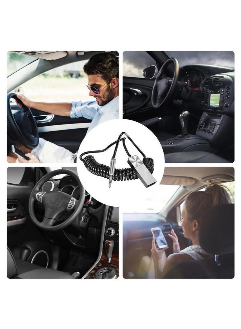 Bukela Aux Bluetooth Adapter for Car,Noise Cancelling Bluetooth 5.0 Receiver,Lossless Music USB to 3.5mm Jack Audio Adapter with Built-in Microphone for Car Kits/Home Stereo/Handsfree Call Speaker  - Image 3