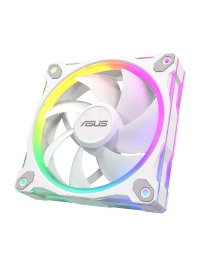 ASUS Prime MR120 ARGB Reverse 120mm PC Cooling Fan, 1600 RPM, 58 CFM Airflow, 1.38 mm H₂O Static Pressure, 23 dB(A) Noise Level, Sleeve Bearing, 20 Addressable RGB LEDs with Aura Sync, Extra-Thick 28mm Frame, White | 90DA00I3-B09000 - Image 3