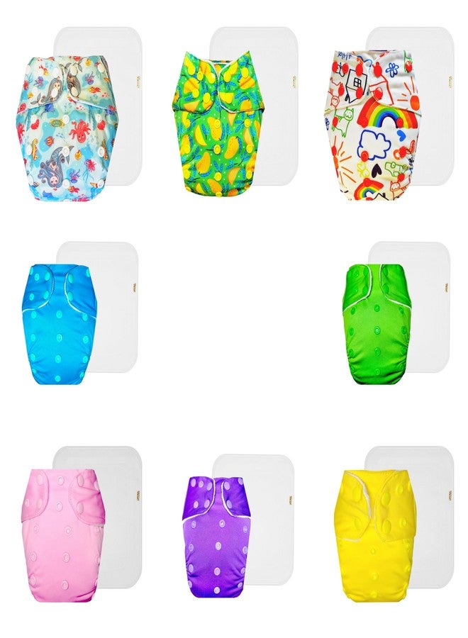 حفاضات دمبلدو القماشية الممتازة مع حشوة قطنية (عبوة من 8) | ملائمة محكمة | وسادة ماصة من 6 طبقات | أزرار كبس قابلة للتعديل | تغيير حفاضات بدون قلق | من 3 أشهر إلى 3 سنوات | للجنسين - Image 1