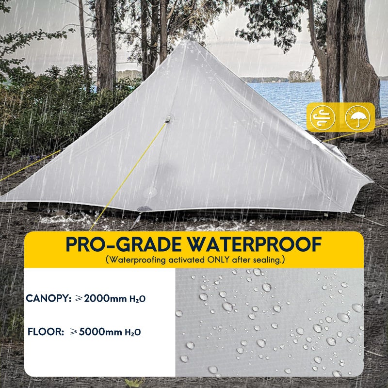 MIER Lanshan 1 Pro Ultralight 1 Person Hiking Tent Lightweight Backpacking Camping Waterproof Trekking Pole Tents For Solo Hikers  Grey - Image 2