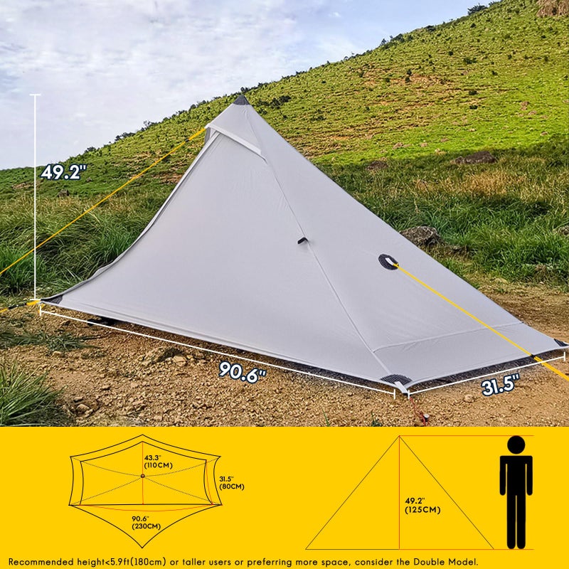 MIER Lanshan 1 Pro Ultralight 1 Person Hiking Tent Lightweight Backpacking Camping Waterproof Trekking Pole Tents For Solo Hikers  Grey - Image 3
