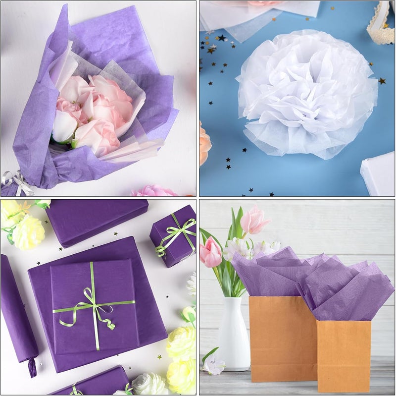PLULON 60 Sheets Purple White Tissue Paper Wrap Paper Bulk for Gift Bags, Gift Wrapping 14 x 20 Inch for Packaging Small Gift Bag Box Art Crafts Birthday Wedding Mermaid Party Favor Decor - Image 4