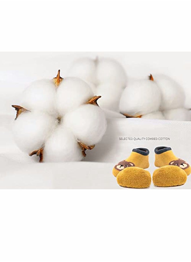 SYOSI - Baby Anti Slip Non Skid, Low Cut Socks No-Show Infant Cotton Cartoon Warm Slippers Floor Boat Ankle Socks - 6Pairs - Image 1