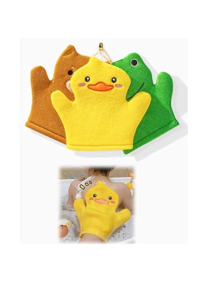 MOXO Set of 3 Bubble Glove Bath Mitts with Cute Animal Designs  Perfect for Kids Toddlers and Adults  Soft Body Scrubber and Washcloth Mitt for a Fun and Gentle Bathing Experience - Image 1