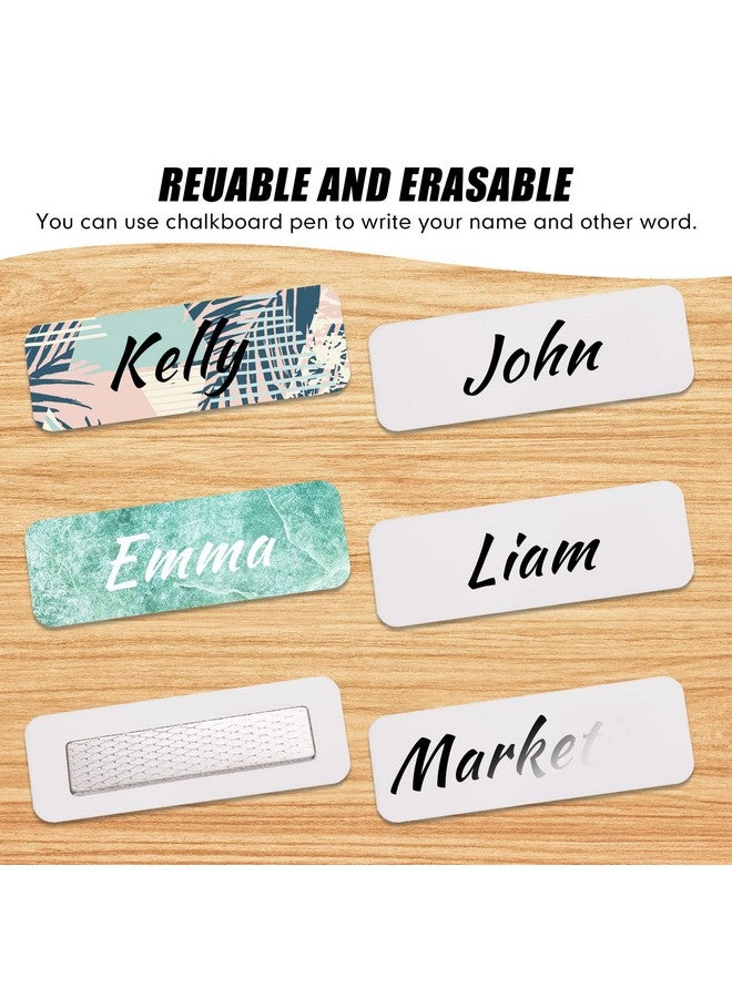 Henoyso 50 Sets Name Tags Magnetic Blank Name Badge Holders Kit Acrylic 1 X 3 Inch Diy Name Badges Name Tag Badge Magnets With Adhesive Tape White Printable Badge For Jacket Shirts School Office Supplies - Image 4