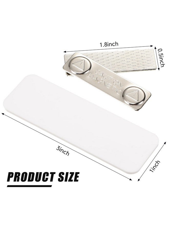 Henoyso 50 Sets Name Tags Magnetic Blank Name Badge Holders Kit Acrylic 1 X 3 Inch Diy Name Badges Name Tag Badge Magnets With Adhesive Tape White Printable Badge For Jacket Shirts School Office Supplies - Image 2