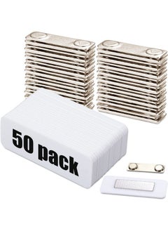 Henoyso 50 Sets Name Tags Magnetic Blank Name Badge Holders Kit Acrylic 1 X 3 Inch Diy Name Badges Name Tag Badge Magnets With Adhesive Tape White Printable Badge For Jacket Shirts School Office Supplies  - Image 1