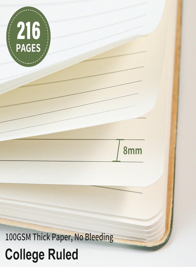 TSFPapier Lined Journal Notebook for Work College Ruled Note Book 5.79"x8.27"A5 PU Leather Daily Journaling 216 Pages for Women Men Writing Home School Supplies Business (Dark Green) - Image 4