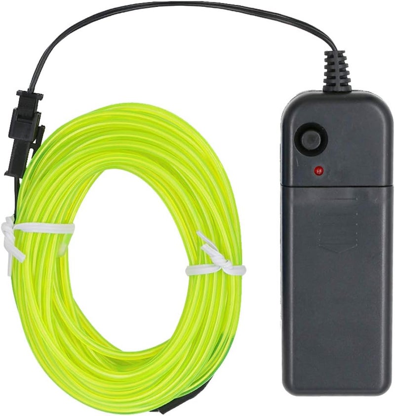 Searik EL Wire Fluorescent Green Lights 16.4ft/5m, Portable EL Wire Glowing Battery Powered Neon Rope Lights LED Strips for Halloween Decorations Party Favor Festival Car DIY Clothes Decor - Image 1