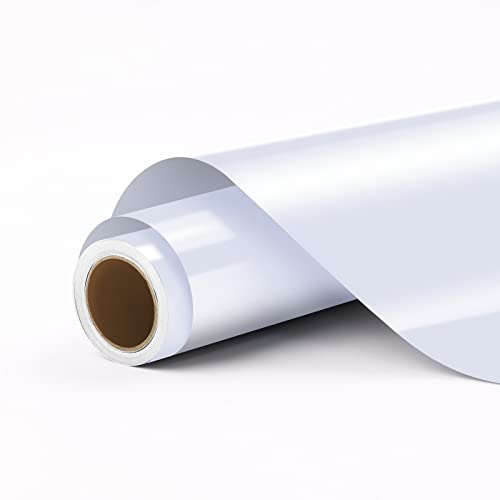 HTVRONT White Permanent Vinyl Rolls - 12" x 11 FT Adhesive White Vinyl Compatible with Cricut Cutting Machine, Silhouette, Cameo, Signs, Scrapbooking, Craft, Die Cutters (Glossy) - Image 1
