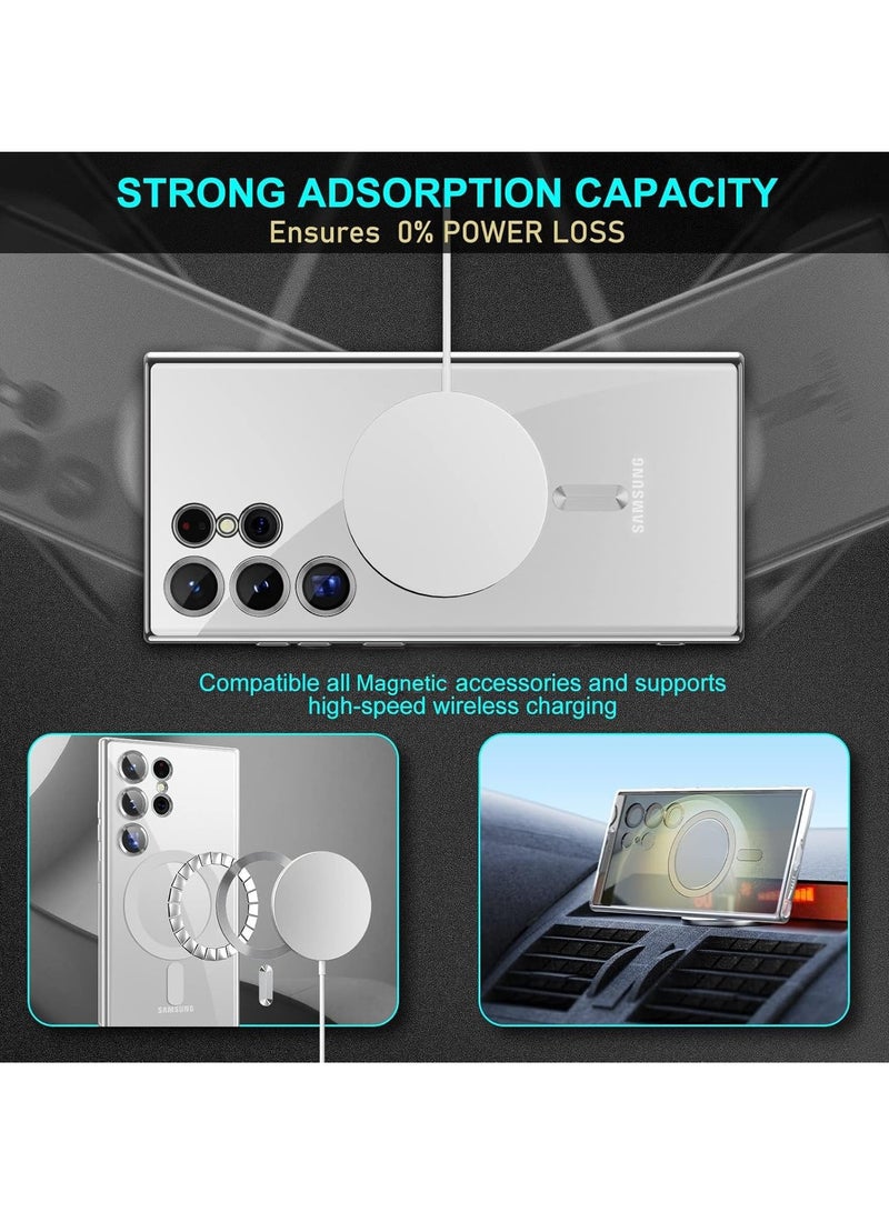 ELTRAZONE Case Compatible with Samsung Galaxy S25 Ultra 6.8" | Clear Magnetic Case for Wireless Charging | Shockproof Camera Protection | Soft TPU Bumper Cover | Scratch-Resistant & Slim Fit | Anti-Yellowing Transparent Design Silver - Image 3