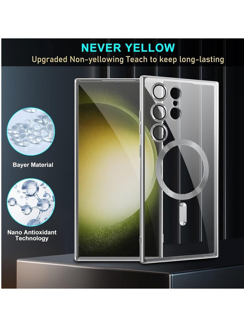 ELTRAZONE Case Compatible with Samsung Galaxy S25 Ultra 6.8" | Clear Magnetic Case for Wireless Charging | Shockproof Camera Protection | Soft TPU Bumper Cover | Scratch-Resistant & Slim Fit | Anti-Yellowing Transparent Design Silver - Image 5