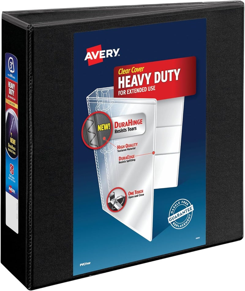 Avery Heavy-Duty 3 Inch View Binder with One Touch EZD Ring, Black - Image 1