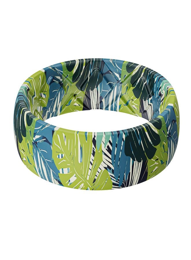 Egnaro Women's Silicone Band Rings, 5.2mm Wide 2mm Thick Rubber Bands Printed Floral Wedding Rings For Her Size 4-12, 8.5-9, Silicone, No Gemstone - Image 1