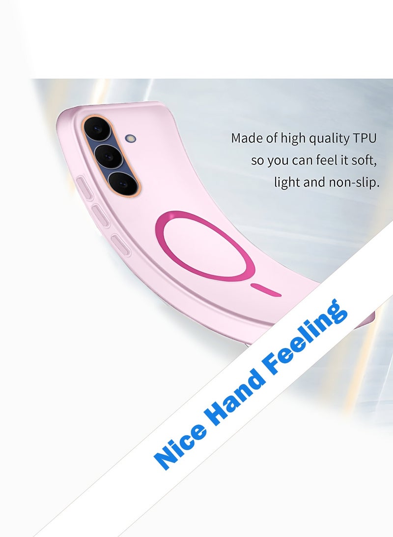 دبليو تيك سامسونج جالاكسي S25 FE 5G 2025 غطاء شفاف هجيني مع ماجسيف وشحن مغناطيسي وحواف كاميرا مرتفعة ومظهر أنيق (MCMPMN) - وردي فاتح - Image 3