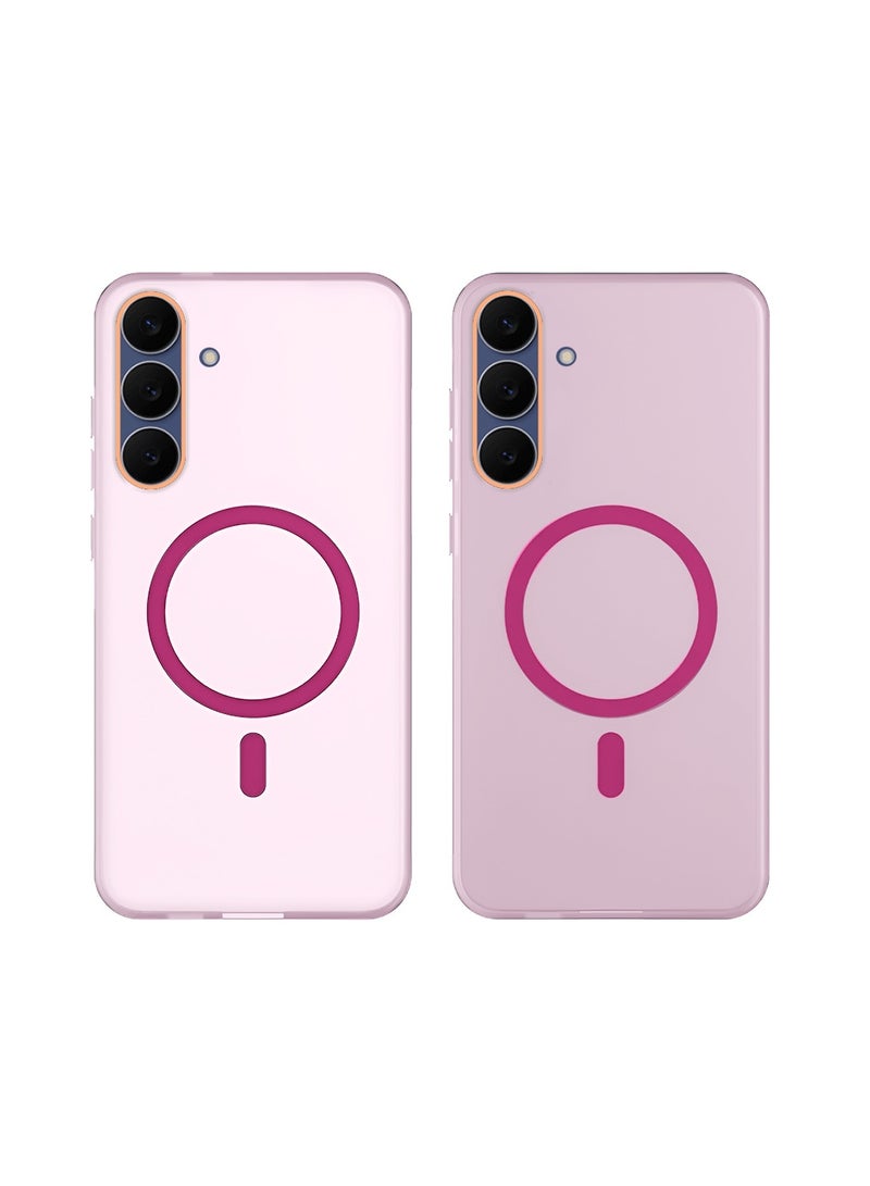 دبليو تيك سامسونج جالاكسي S25 FE 5G 2025 غطاء شفاف هجيني مع ماجسيف وشحن مغناطيسي وحواف كاميرا مرتفعة ومظهر أنيق (MCMPMN) - وردي فاتح - Image 2