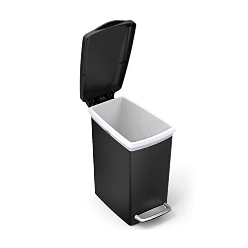 simplehuman 10 Liter / 2.6 Gallon Compact Slim Bathroom or Office Step Trash Can, Black Plastic - Image 2