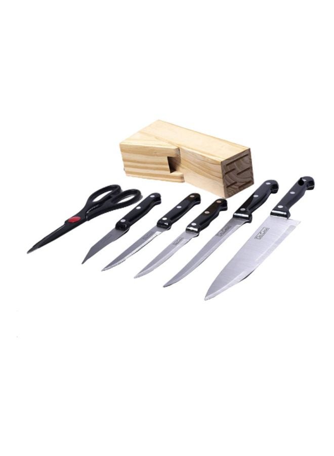 ديلكاسا طقم أدوات مائدة مكون من 7 قطع مزود بحامل بني/أسود Chef Knife 1x7.5, Carving Knife 1x7, Utility Knife 1x5, Steak Knife 1x4.5, Paring Knife 1x3بوصة - Image 4