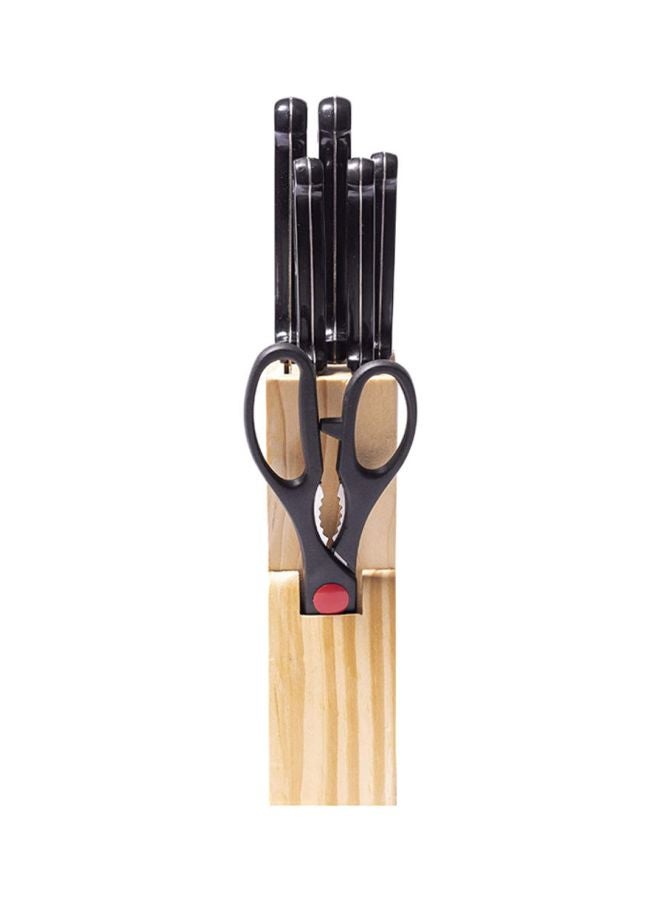 ديلكاسا طقم أدوات مائدة مكون من 7 قطع مزود بحامل بني/أسود Chef Knife 1x7.5, Carving Knife 1x7, Utility Knife 1x5, Steak Knife 1x4.5, Paring Knife 1x3بوصة - Image 3