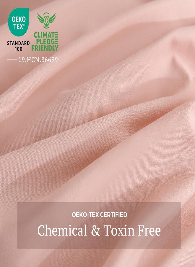 جي اس دي طقم غطاء لحاف JSD بلون وردي باهت، مقاس كوين، 3 قطع: غطاء لحاف مع أغطية وسائد، مصنوع من ألياف دقيقة ناعمة مصقولة، إغلاق بسحاب، اللحاف غير متضمن. - Image 4