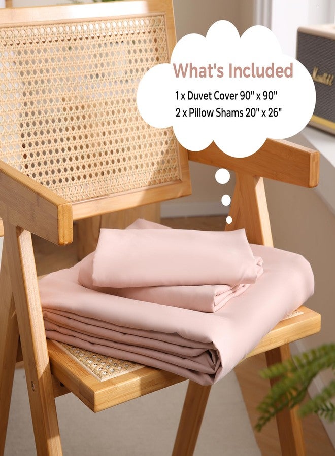 جي اس دي طقم غطاء لحاف JSD بلون وردي باهت، مقاس كوين، 3 قطع: غطاء لحاف مع أغطية وسائد، مصنوع من ألياف دقيقة ناعمة مصقولة، إغلاق بسحاب، اللحاف غير متضمن. - Image 2