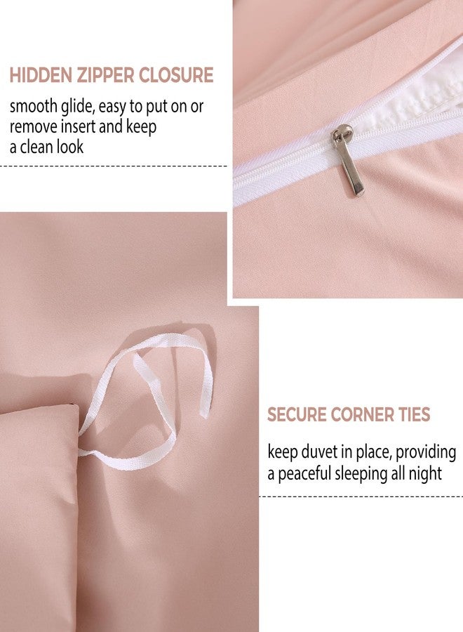 جي اس دي طقم غطاء لحاف JSD بلون وردي باهت، مقاس كوين، 3 قطع: غطاء لحاف مع أغطية وسائد، مصنوع من ألياف دقيقة ناعمة مصقولة، إغلاق بسحاب، اللحاف غير متضمن. - Image 3