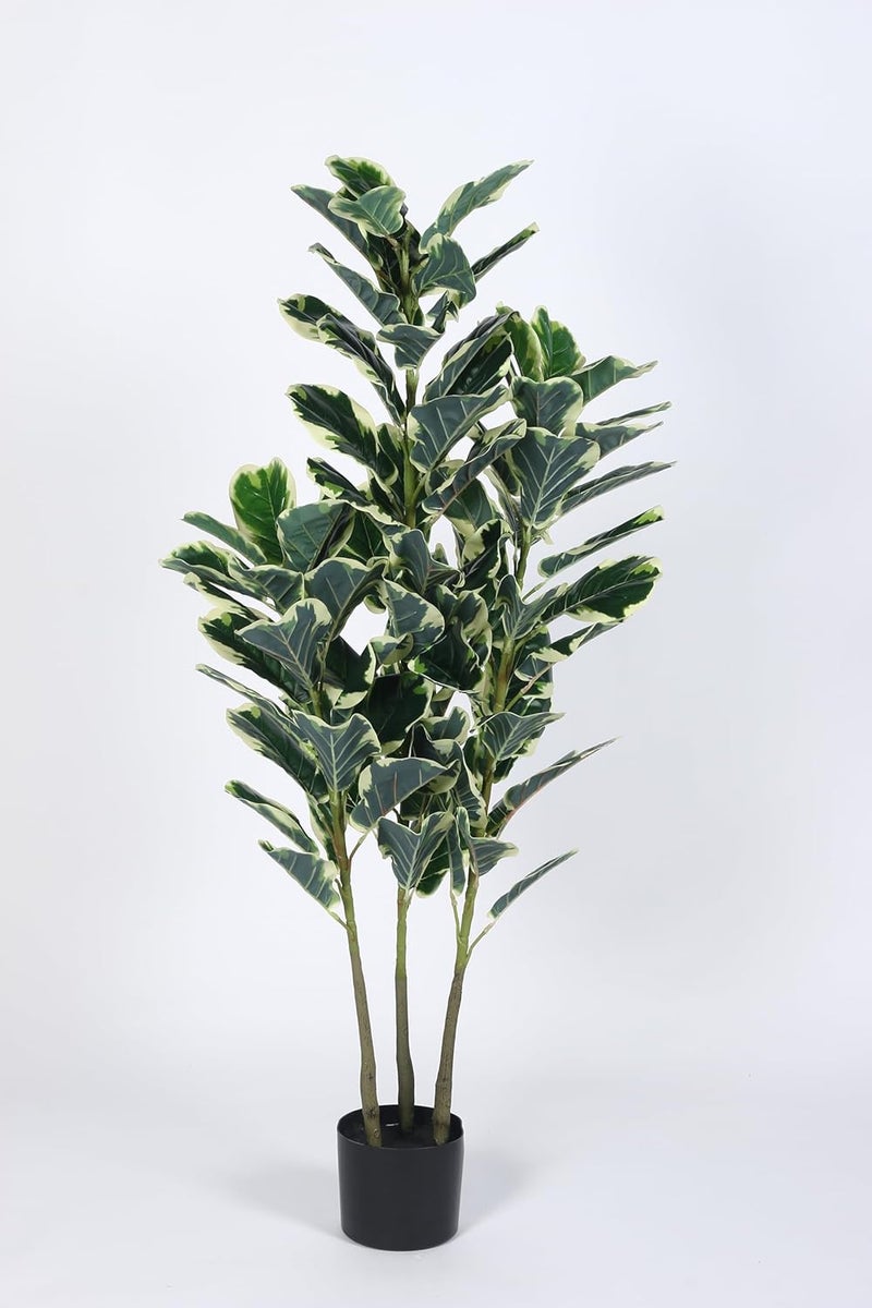 ARICK DECOR 5Ft Artificial Variegated Fiddle Leaf Fig Plants for Indoor Outdoor with Pot - Image 5