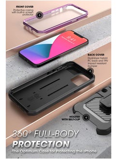 SupCase Unicorn Beetle Pro Series Case For Iphone 12 And Iphone 12 Pro 2020 Release 6.1 Inch Built In Screen Protector Full Body Rugged Holster Case Violte  - Image 3