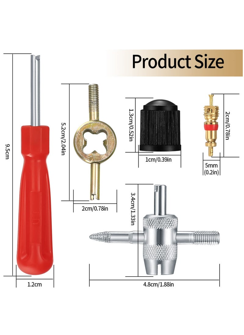 Generic - 33PCS Tyre Valve Core Tool Kit, Valve Core Remover Tools Including 20pcs Valve Cores 10pcs Valve Caps 1pc Single Head Valve Core Remover 1pc Dual Head Valve Tool 1pc 4 Way Valve Tool - Image 1