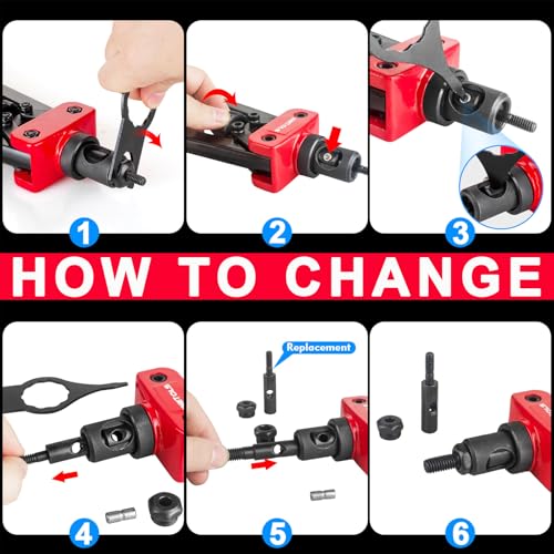 WETOLS Rivet Nut Tool Kit, 14-Inch Rivnut Tool with 7 Metric and SAE Mandrels, Professional Hand Riveter with 70Pcs Rivnuts Assortment Kit, Manual Rivet Nut Gun with Rugged BMC Case - Image 4